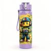 1PC Space Astronaut Character Cartoon Print 750ml Color Plastic Sports Water Bottle Leakproof Flip Straw Lid Suitable for Sports Office Home Use