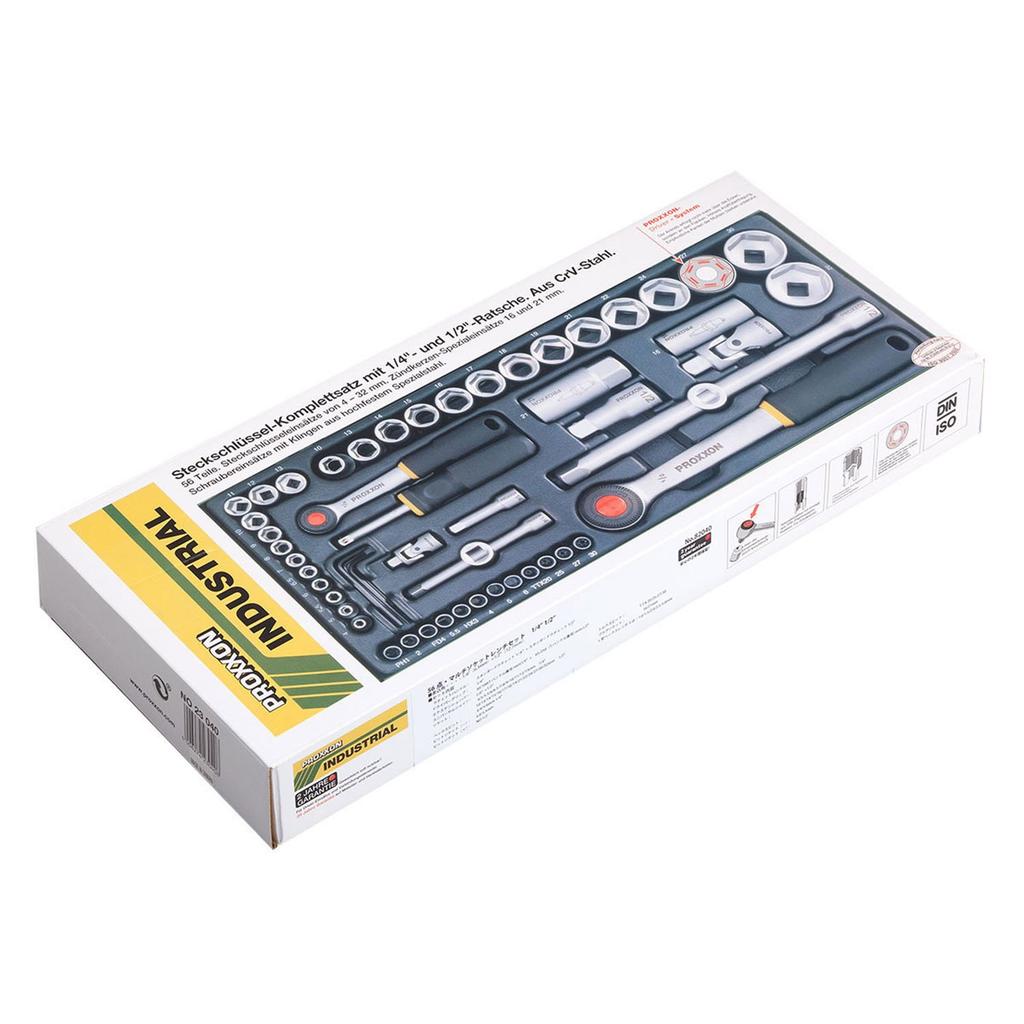 PROXXON Wrench and 82040 56-Piece Multi-Socket Set, 1/4" 1/2", No.