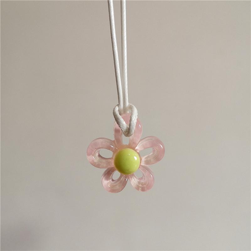 Koreanische Mode Harajuku Vintage Niedlich Bunt Acryl Blume Anhänger Choker Halskette Hals Charm Damen EMO Schmuck Zubehör