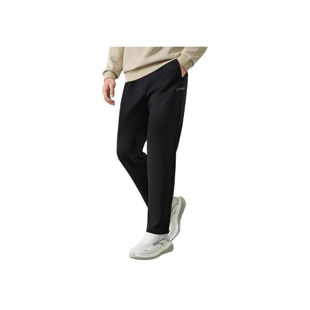 Li Ning Solid Color Breathable Comfortable Versatile Knit Sports Pants Men bottoms AKLU822-1