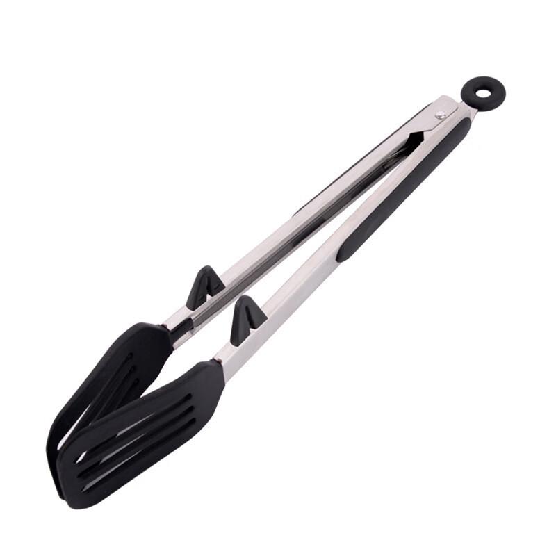 ZISIZ 12-inch Square Head BBQ Tongs with Stand