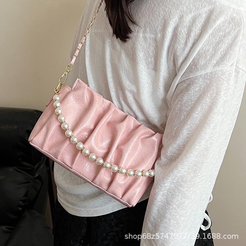 French texture handbag women's small bag 2025 new pleated cloud bag versatile trend shoulder messenger bag