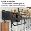 Black Wall Mounted No-Punch Large Capacity Storage Utensils Metal Kitchen Shelf Skeletonized Drainage Design Easy To Clean