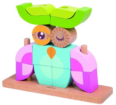 Klassisches Eulen-Baustein-Set (CL3708), ein Holzstapelblock-Bausteinset mit 3D-Puzzles für Kinder im Alter von 1 Jahr und 18 Monaten.
