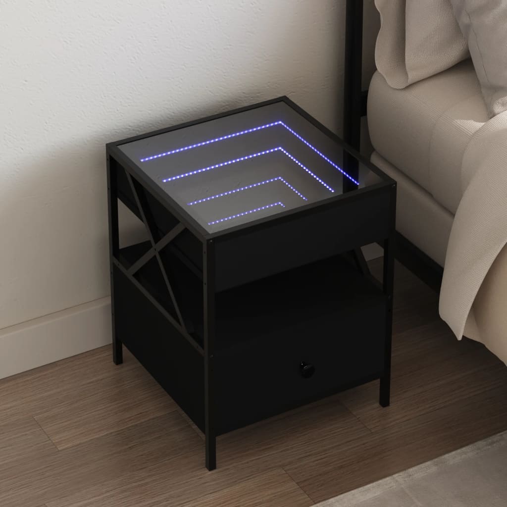 Nightstand with Infinity LED Black 40 X 40 X 51 Cm