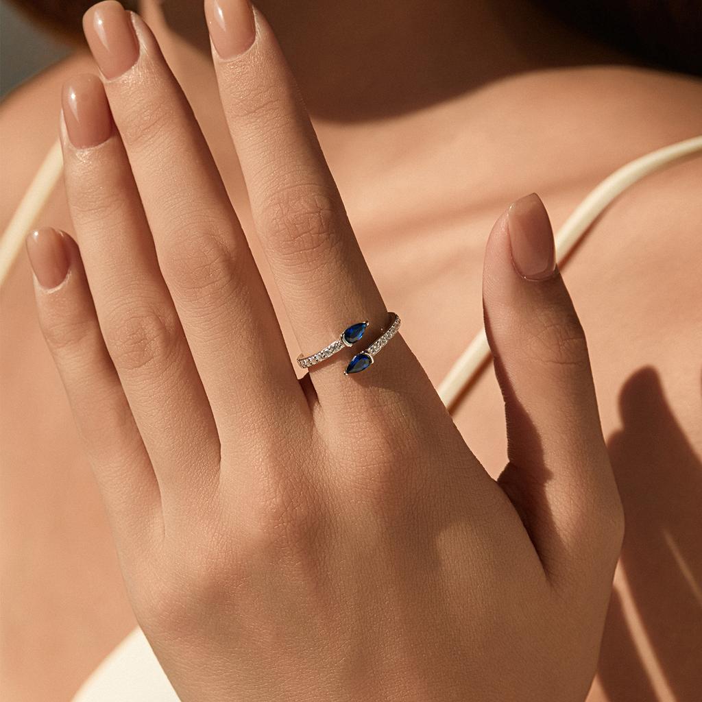 MODIAN 925 Silver Royal Blue Zirconia Open Size Finger Trendy Snake Shaped Adjustable Rings For Women Fine Jewelry