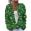 New Christmas 3D Print Faux Fur Knit Cardigan Coat