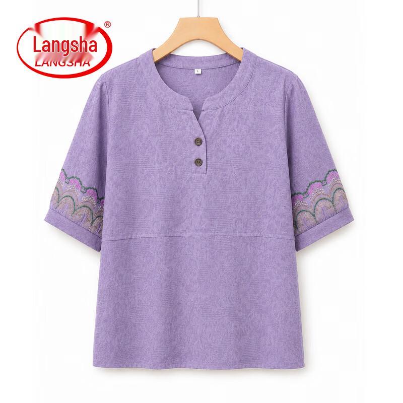 Langsha Women s Ethnic Style Half-Sleeve Summer T-Shirt XL
