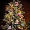 Wooden Christmas Ornaments 24 Pieces Party Decoration 2D Double-Sided Printing Donut Cake Christmas Tree Decorations for Winter