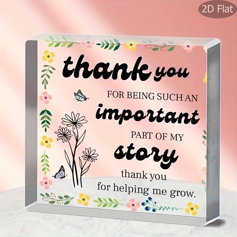 

2D Flat, Flowers Quadrate Shape Acrylic Desk Decor Plaque, Thank You Gift, Suitable for Wall Decoration, Porch, Room, Villa, Accents Home, Hallway, or 10*10CM