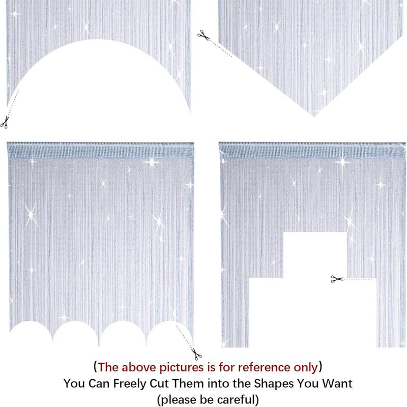 2pcs String Curtains Glitter Fringe Curtains for Window 39 X 79 Inch Door Divider Strip Tassel for Wedding Living Room Bathroom Coffee Shop
