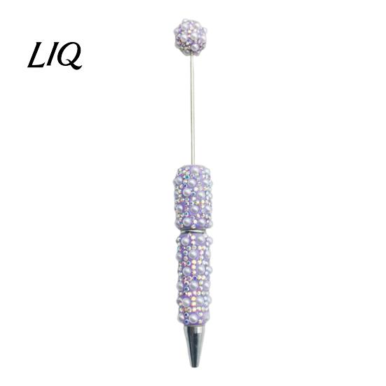 Faux Pearl Decorated Pen DIY Beadable Pen, Rhinestone Ballpoint Fancy Glitter for Crafting, Student Stationery Office Writing Tools Decorative