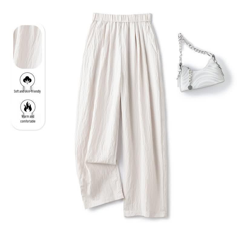 Srcr Women s 19 Momme Silk Blend Curved-Leg Casual Pants M