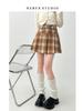 Wool Plaid High Waist Pleated Mini Skirt - Plus Size, Retro Korean Style, Women's Winter Fashion