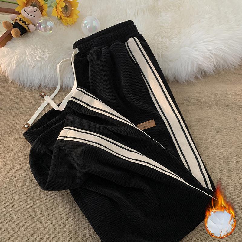 Corduroy Pants Men's Spring and Autumn Winter Teenagers Loose Straight Wide-leg Pants Trendy Boys Sports and Casual Trousers