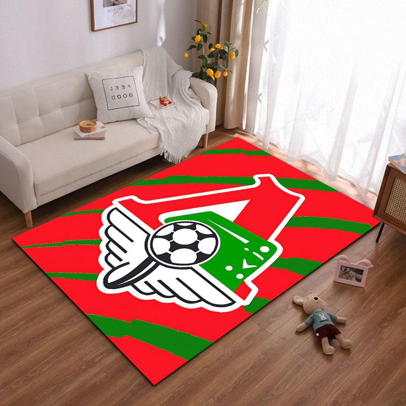 Red and Green Football Logo Carpet Suitable As a Non-slip Mat for the Living Room or Bedroom Sofa