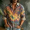 Men's Long Sleeved Shirt with Floral Totem Full Print Top, Versatile for Daily Use, Fashionable and Comfortable Casual Shirt