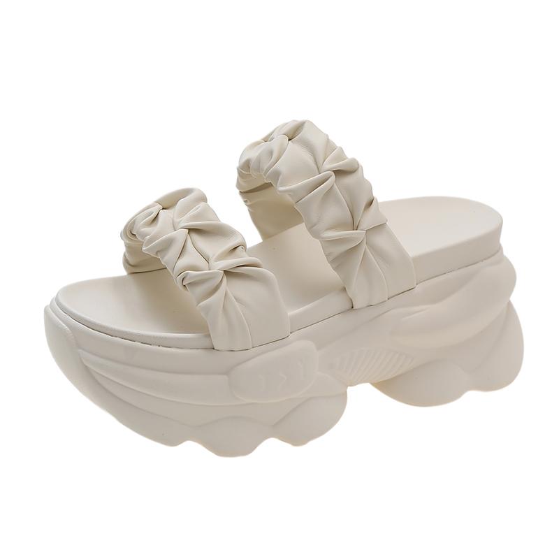 2024 Nové letní módní dámské pantofle na klínu, venkovní sandály s hrubým podpatkem, plážové ležérní pantofle pro ženy, boty pro ženy