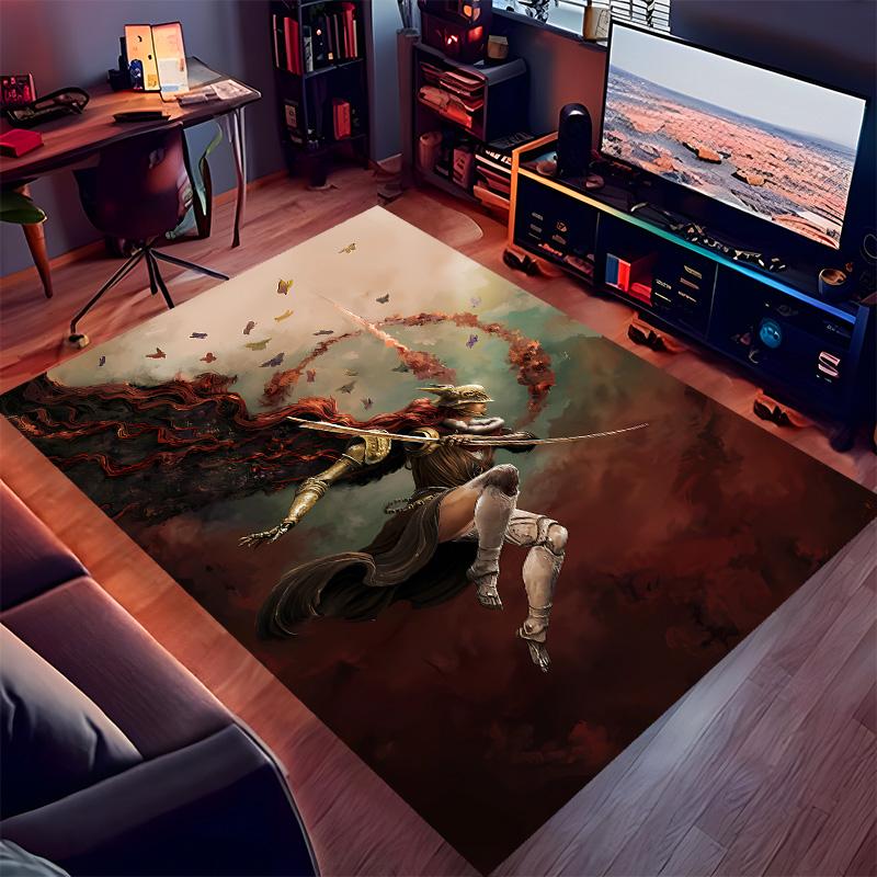Game E-ELDEN R-RING Print Area Rug-Soft,Washable Non-Slip Indoor Mat Office Chairs,Living Room,Home Office Decorative Rug