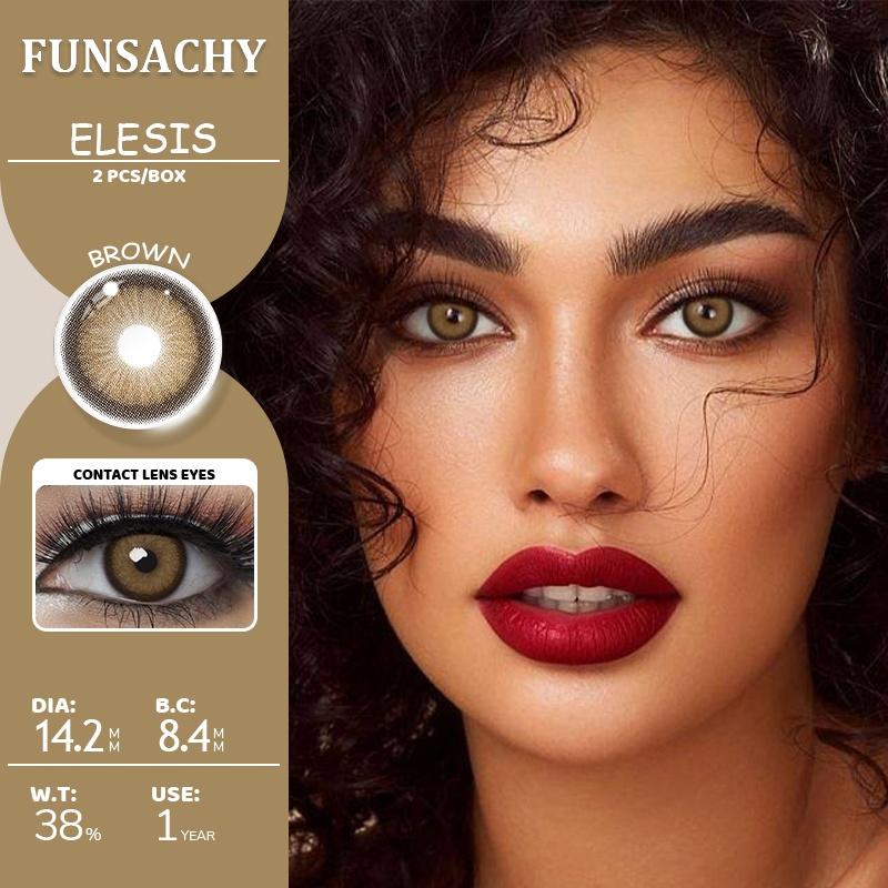 FUNSACHY 1 Pair Colored Contact Lenses Natural Big Black Eyes Blue Green Soft Contact Lenses for Women Brown Gray Contact Lenses