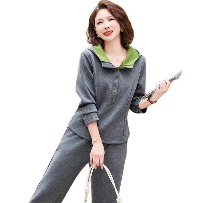 Yalu Women's Casual Hooded Sweatshirt & Capri Pants Set