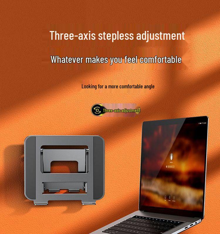 Three-Tier Foldable Carbon Steel Computer Stand with Lifting Heat Dissipation, Multifunctional Design