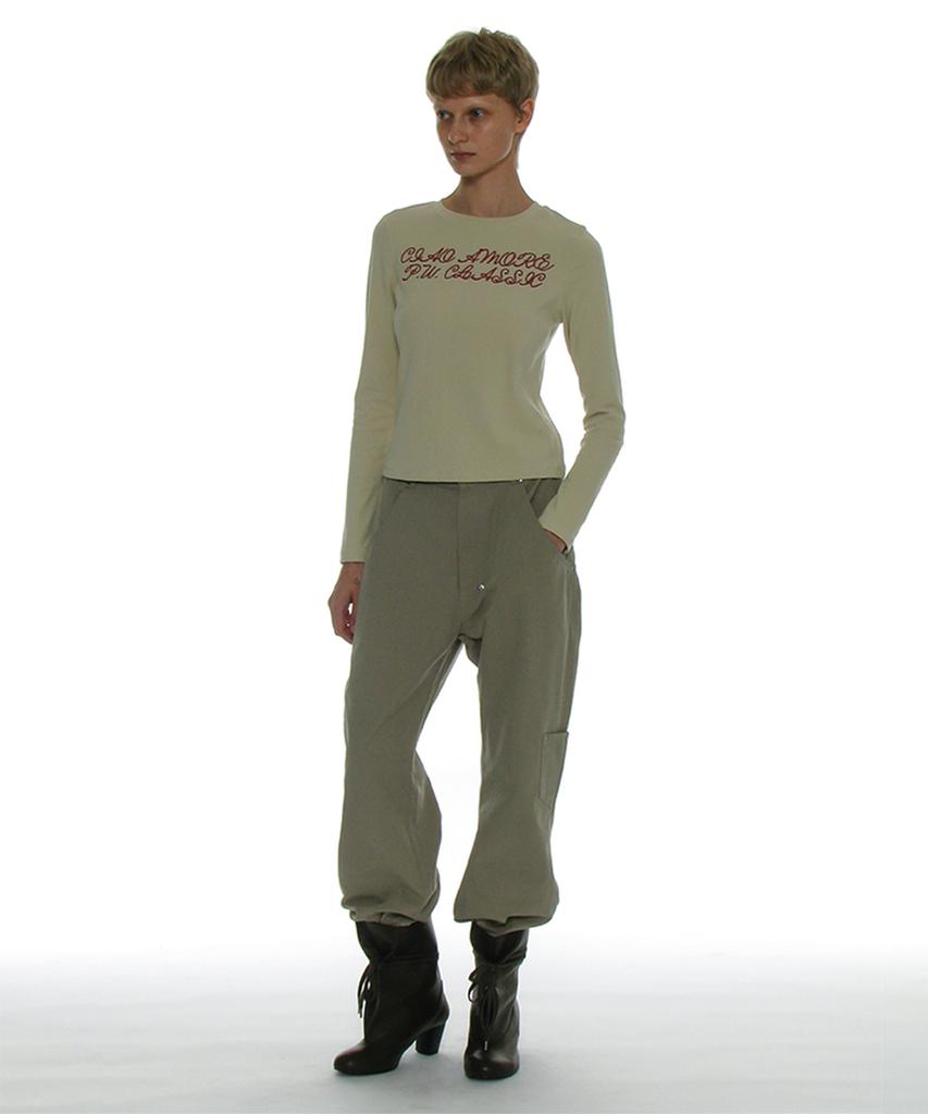 PARTIMENTO WOMEN 93 Studded Printed Long Sleeve Tee_Cream