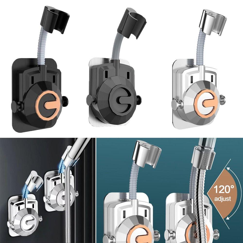 Self-Adhesive Showerhead Bracket with Hooks Sprayer Fixed Base  Bathroom Accessories