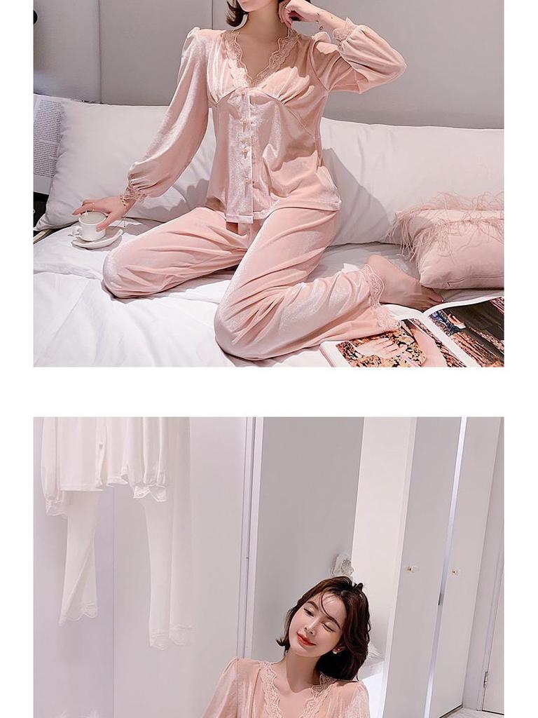 Women's Autumn Korean Style Fashionable Long Sleeve Pajama Set - Versatile High-End Two-Piece for Indoors & Outdoors