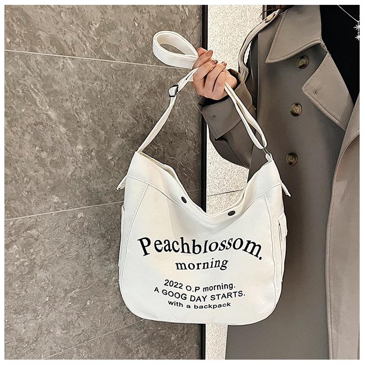 New Underarm Bag Fashion Versatile Women's Bag Canvas Niche Letter Bag Large Capacity Underarm Shoulder Bag