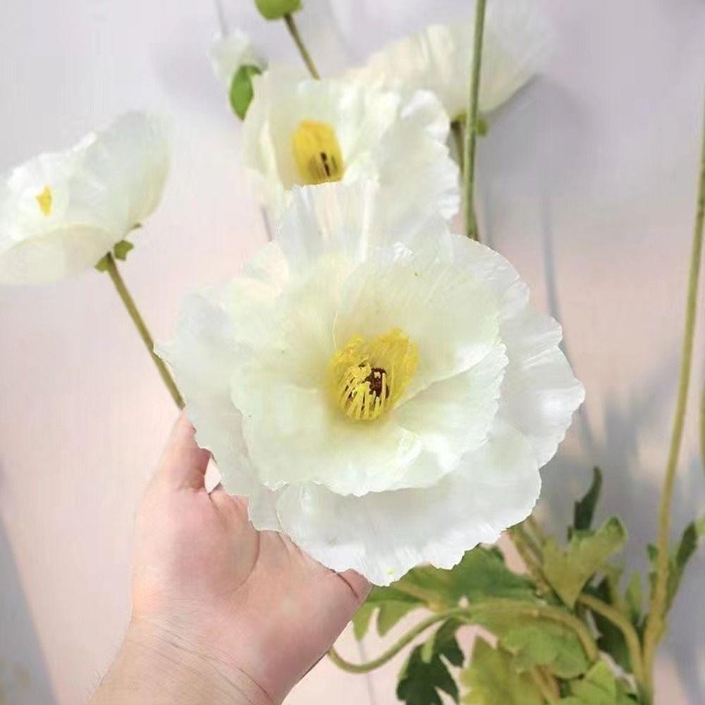 Large Fake Poppies Beautiful Artificial Flowers Silk Flower Poppies branch  New Year's Decor