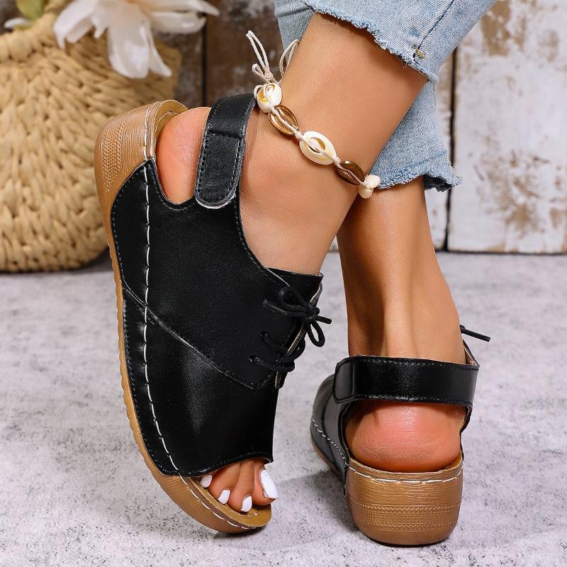 2025New Open Toe  Wedge Sandals White Summer Breathable Comfortable Sandals  Buckle Female Footwear