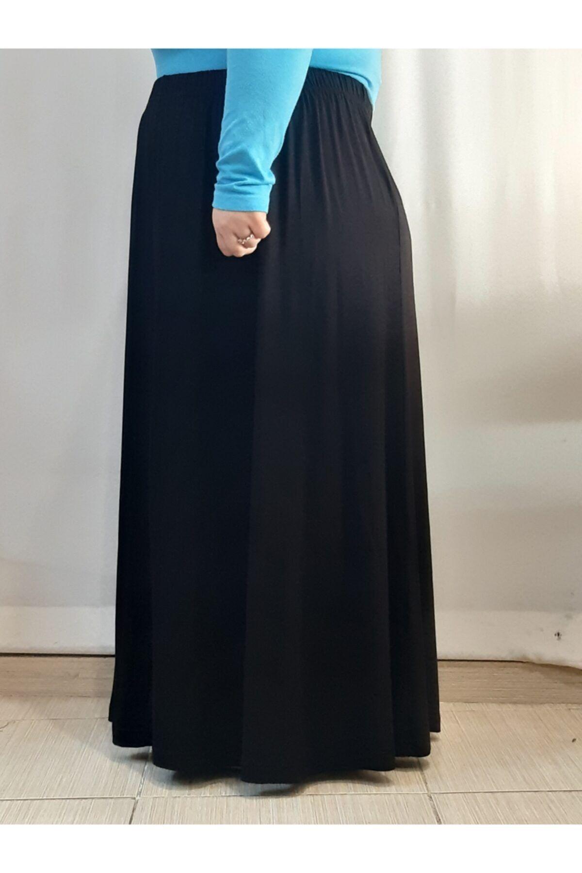 

Women s Style Big Size Skirt Six Piece Combed Cotton Viscose Black Skirt With Elastic Waist 4XL/5XL