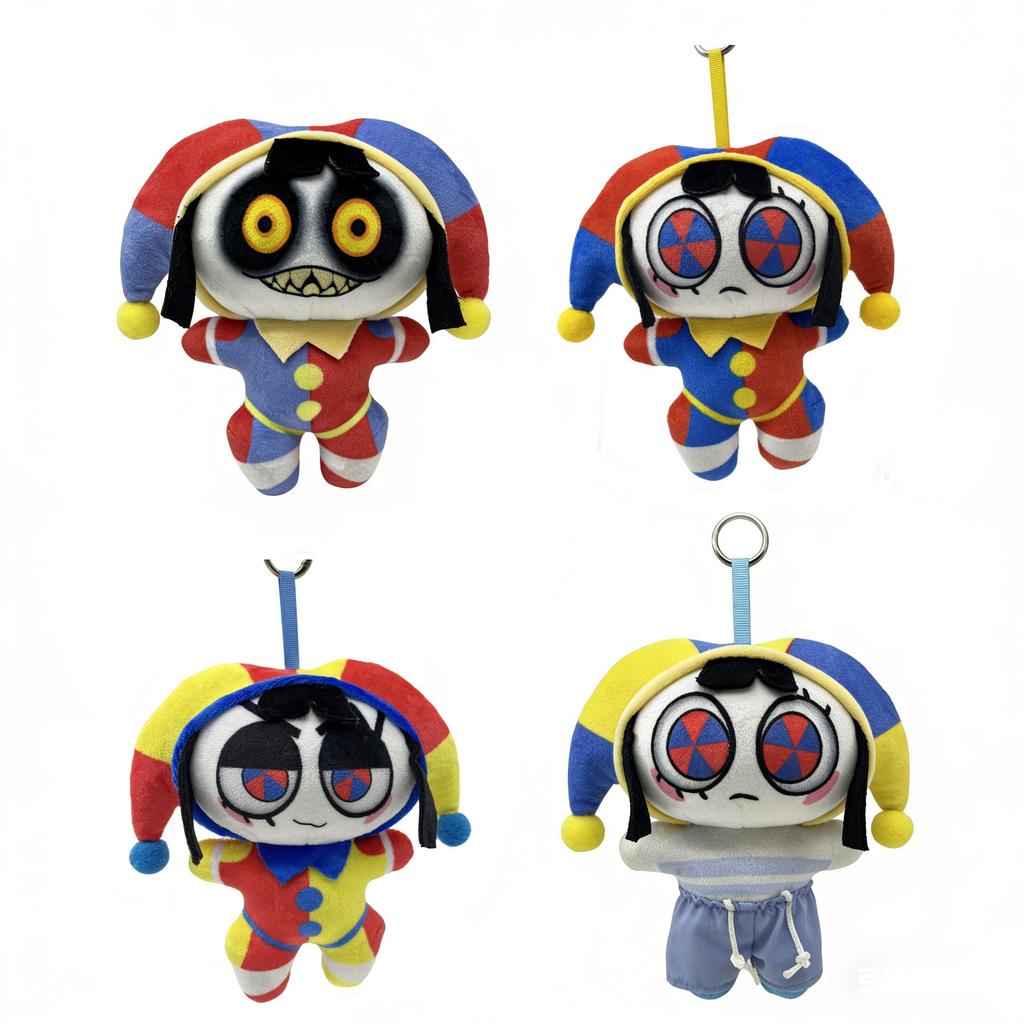 2026 Cute Clown Jester Anime Action Figures Plush Keychain – Colorful Circus Themed Stuffed Toy for Bag Decor & Birthday Gift