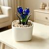Mini Potted Glass Flower Decoration Miniature Tulip Flower Planter Pot Figurine Statue Home Office Bookshelf Desktop Ornament