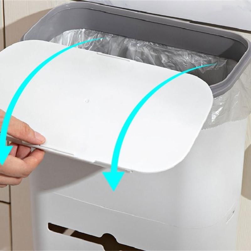 Wall Mounted Hanging Trash Bin with Sliding Lid Anti-odor Organization Box Accessory for Indoor Outdoor Traveling
