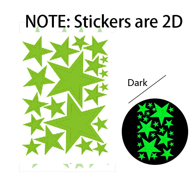 55PCS Ultra-High-Lighting Home Wall & Ceiling Glow-in-the-Dark Star Stickers/Decals for Bedroom