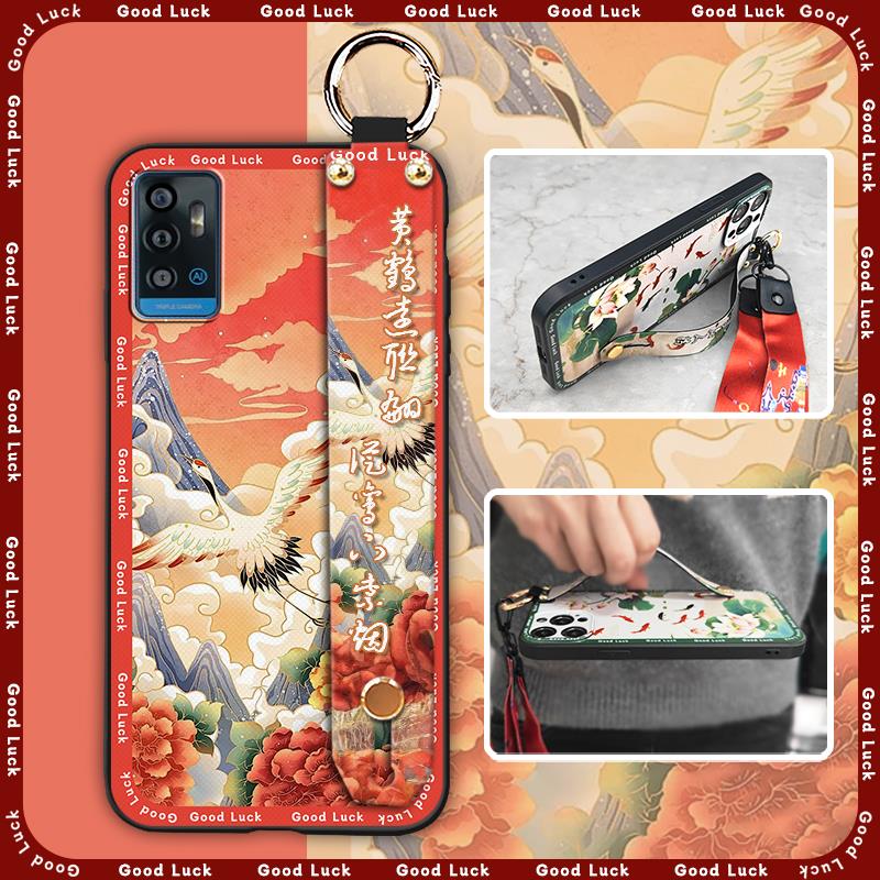 Schutzhülle im chinesischen Stil für ZTE Blade A71 Handschlaufe Armband Stoßfestes Silikon Wasserdicht Anti-Stoß