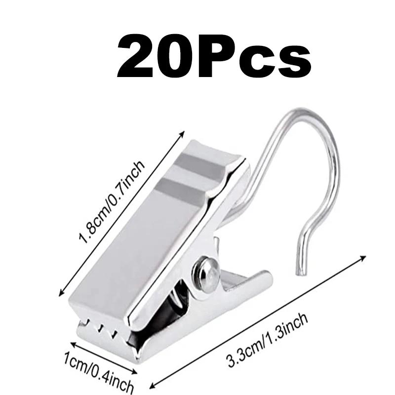 4/10/20PCS Stainless Steel Curtain Hook Clothes Clips Super Load-bearing Shower Door Curtain Hook Clip Window Accessories