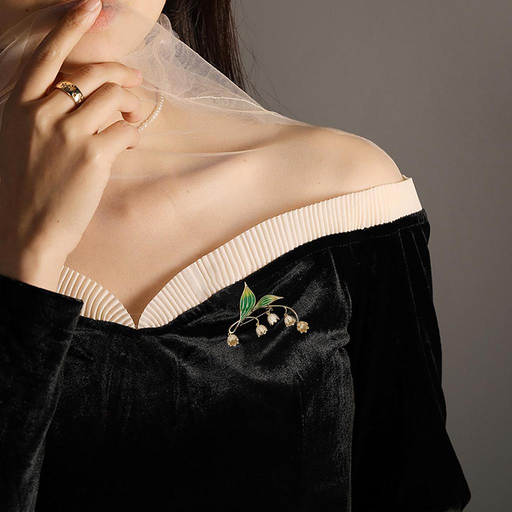 Silver Lily of the Valley Mori Style Brooch - Retro Autumn Coat Pin Corsage