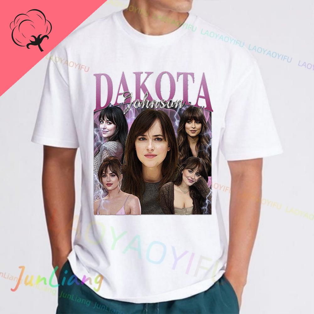 Dakota Johnsons Mens Cotton Tshirt Retro 90s Fans Gift Tee Tshirt Y2k Vintage Top Streetwear Aesthetic Clothing Short Sleeve