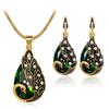 Jinyuan Fashion Jewelry Indian Antique Bronze Plated Ethnic Water Droplets Earrings Design Traditional Jewelry Sets for Women