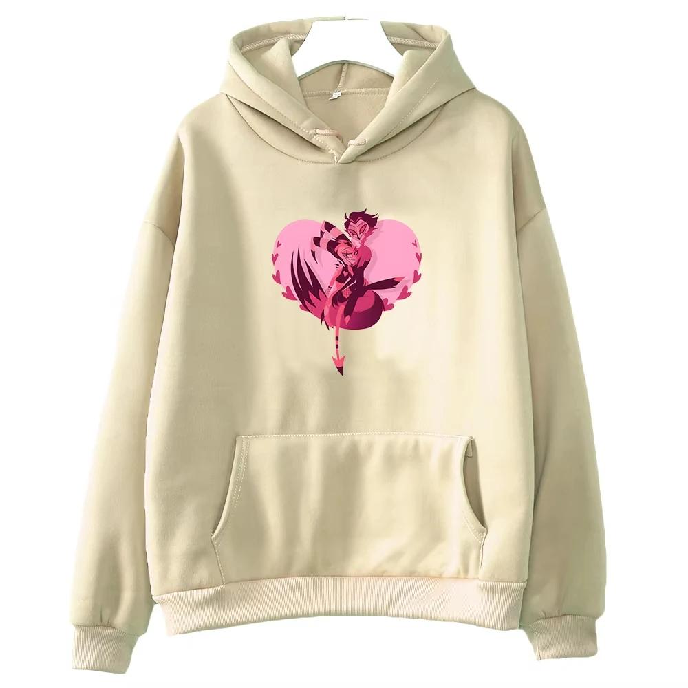 Helluva Boss 2D Hooded Cartoon Print Japanese Anime Cute Sweatshirt Funko Pop Fleece Comfortable Clothes Unisex Harajuku Pullove