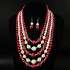 Modern Multi Strand Imitation Pearls Jewelry Set With Coordinating Earrings Sturdy Stylish Accessory Collection