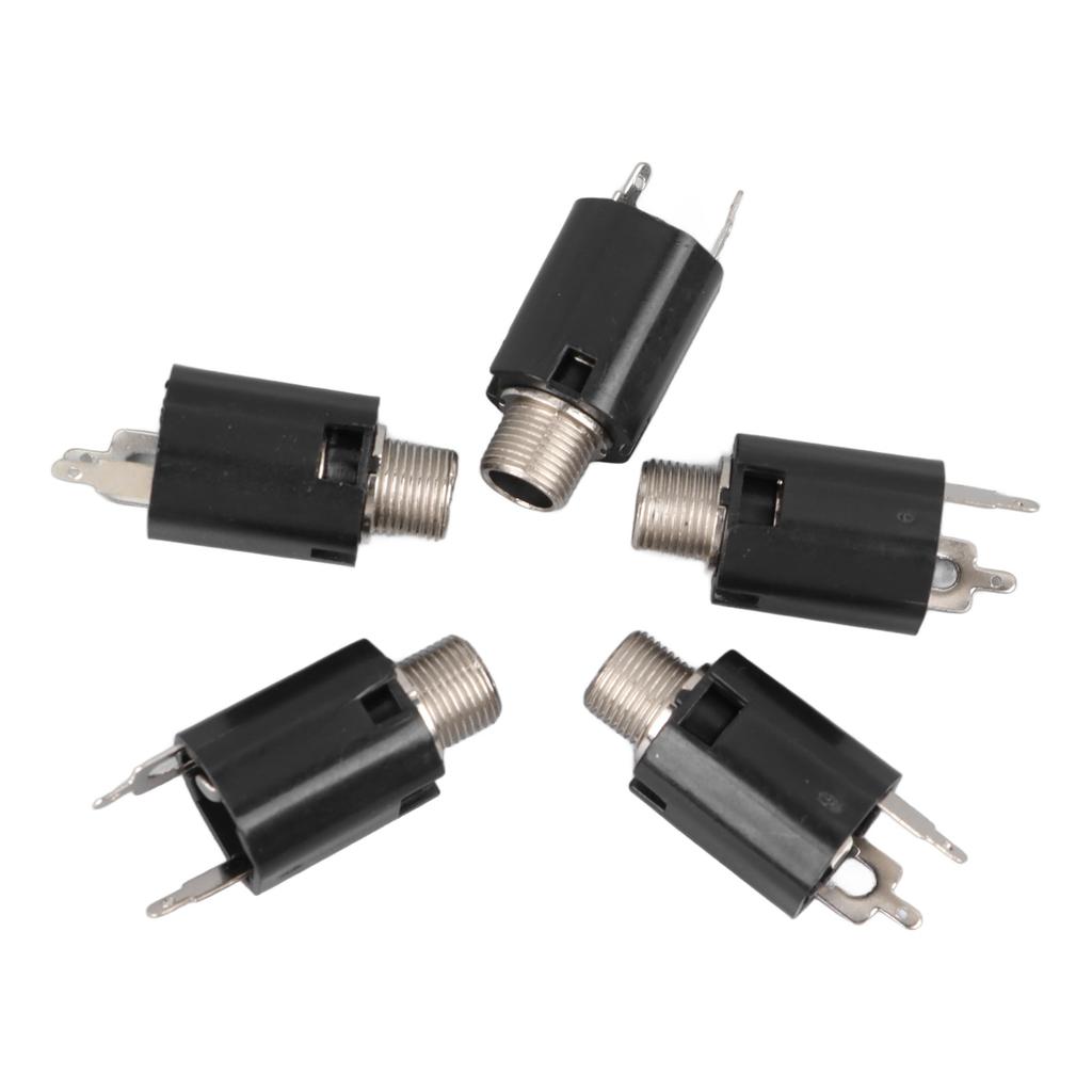 5Pcs Stereo Jack Socket 6.35mm 2 Channel Input 3P Connector Pickup Jack Socket for Replacement