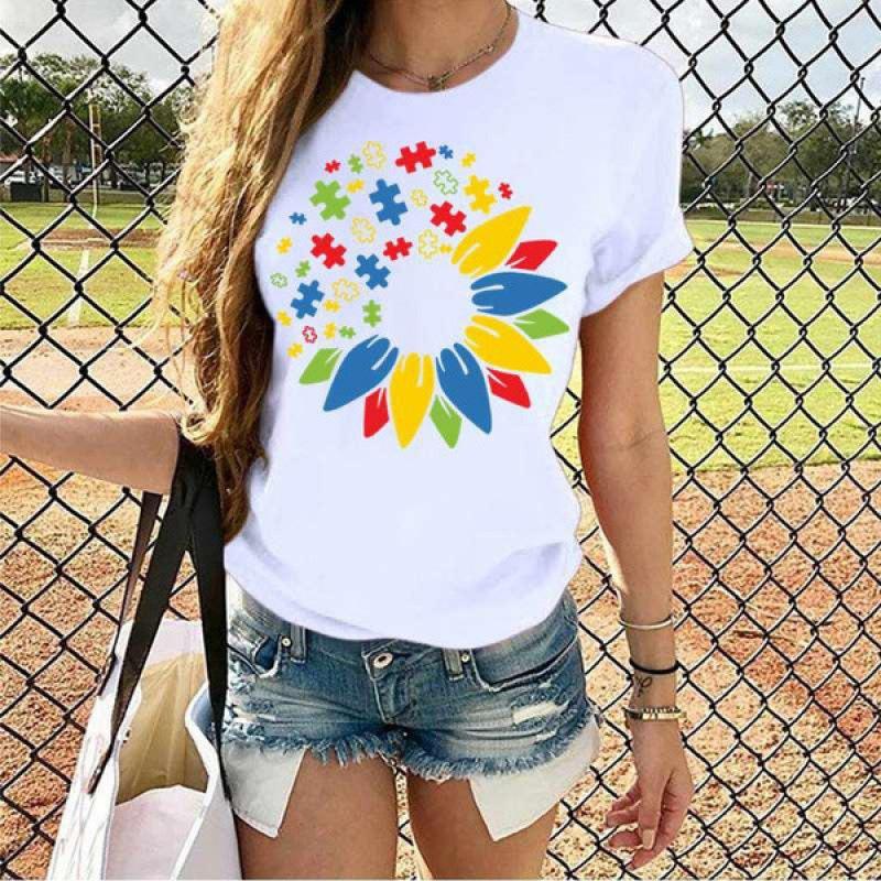Cotton Printed Women's T-Shirt, Soft & Breathable O-Neck Short Sleeve Tee,Casual Funny Style T-Shirts