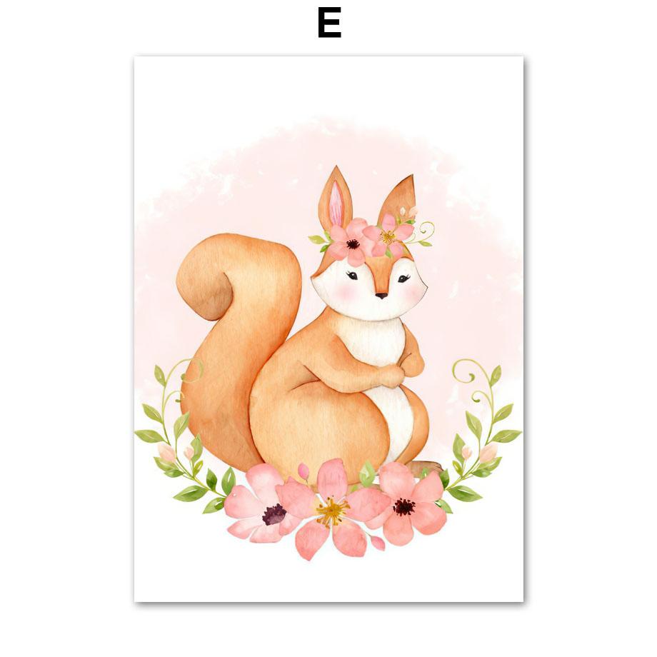 Forest Animals Owl Fox Rabbit Deer Nursery Nordic Posters And Prints Wall Art Canvas Painting Girl Pictures Baby Kids Room Decor