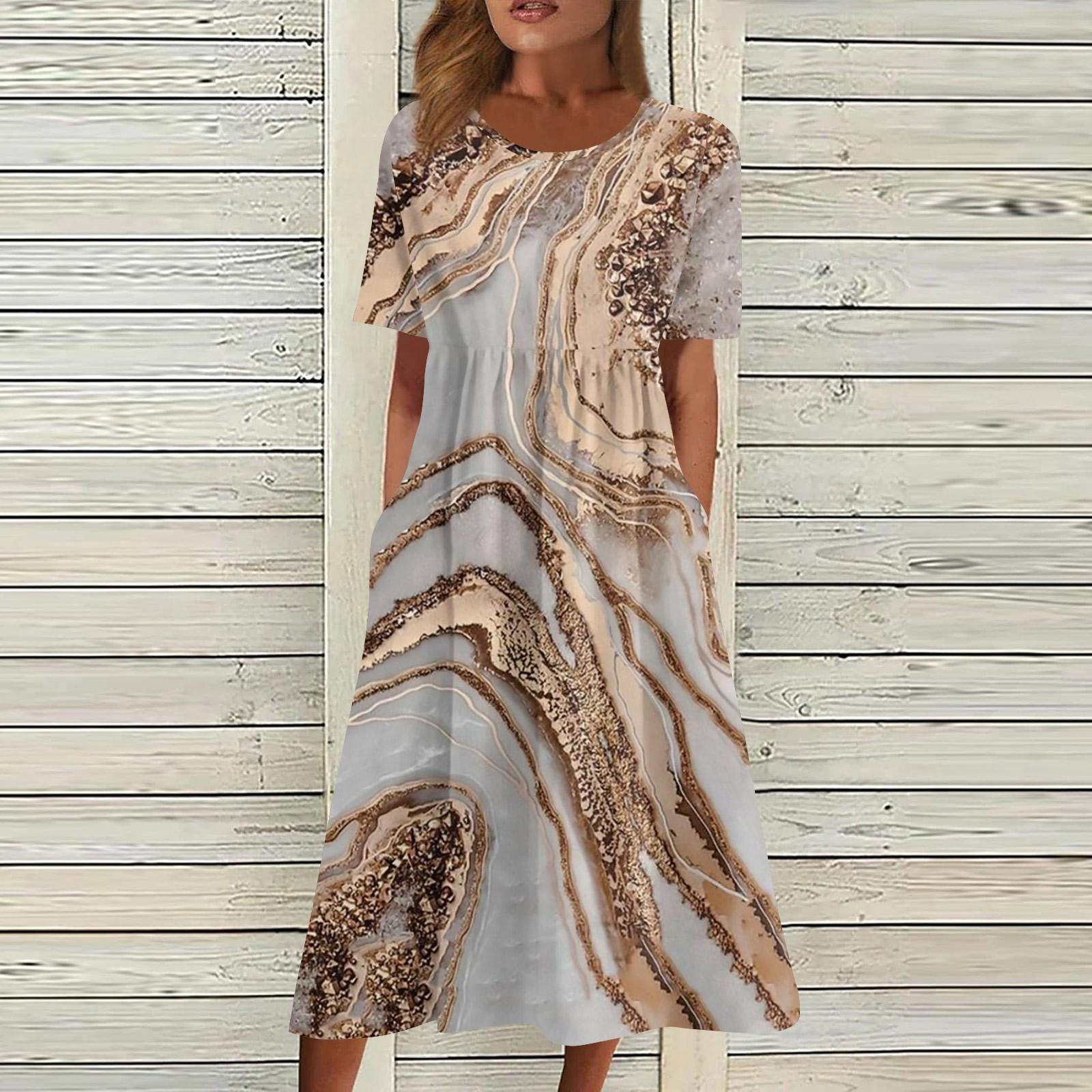 Женские повседневные платья Платья с принтом Летние платья Плиссированные свободные — фото 6