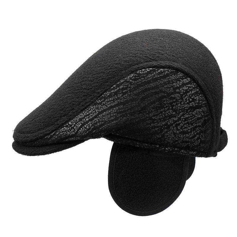 Men's Hat Dad's Hat Autumn Winter Wool Ear Protection Cap Middle-Aged and Elderly Beret Warm Forward Cap