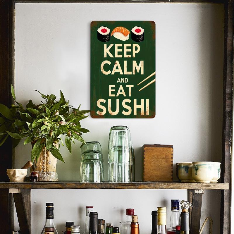 Vintage Japanese Cuisine Sushi Metal Tin Sign Plaque Decorative Plates for Garage Club Man Cave Bar Home Hotel Cafe Wall Decor